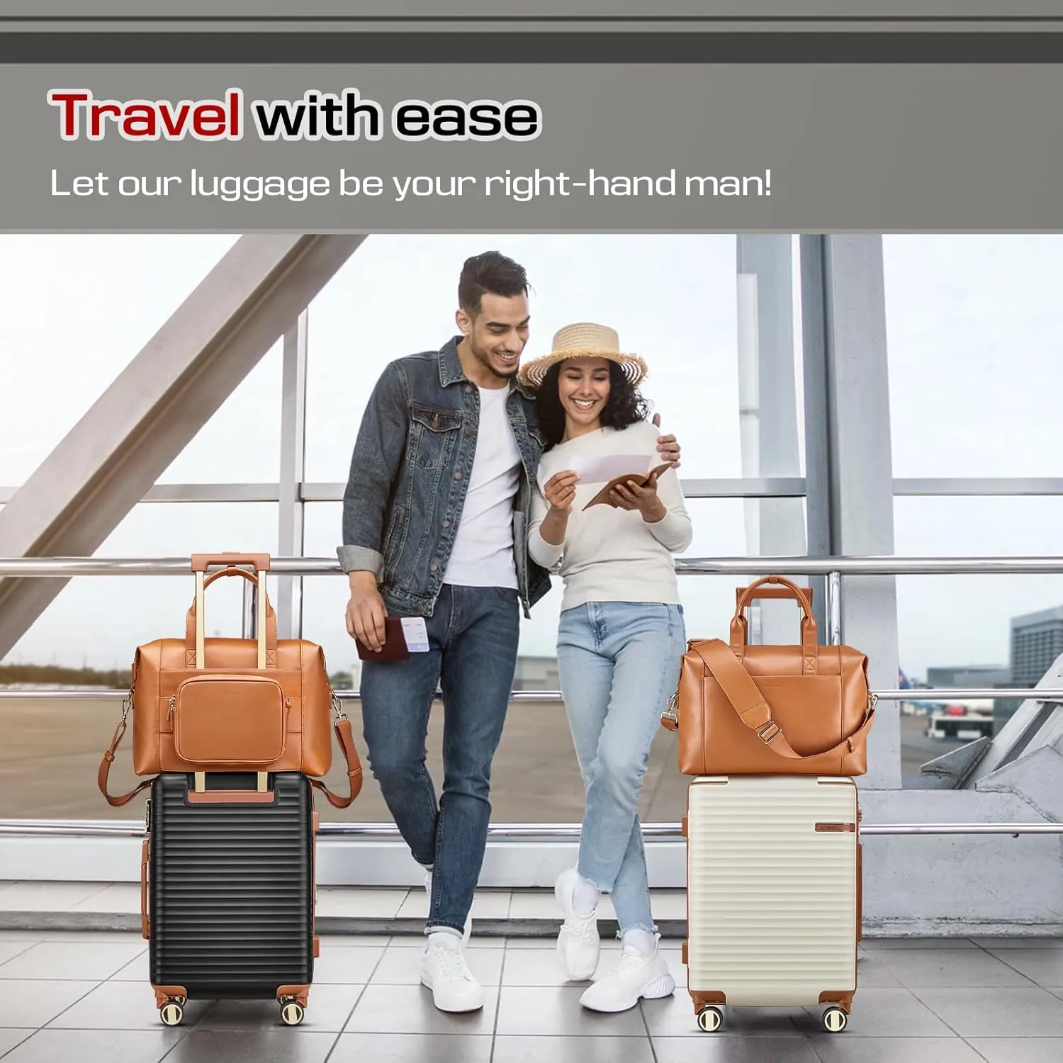 Joyway Expandable Luggage Sets 5 Piece with TSA Lock, Lightweight Hard Shell Travel Suitcase Set with Spinner Wheels, White