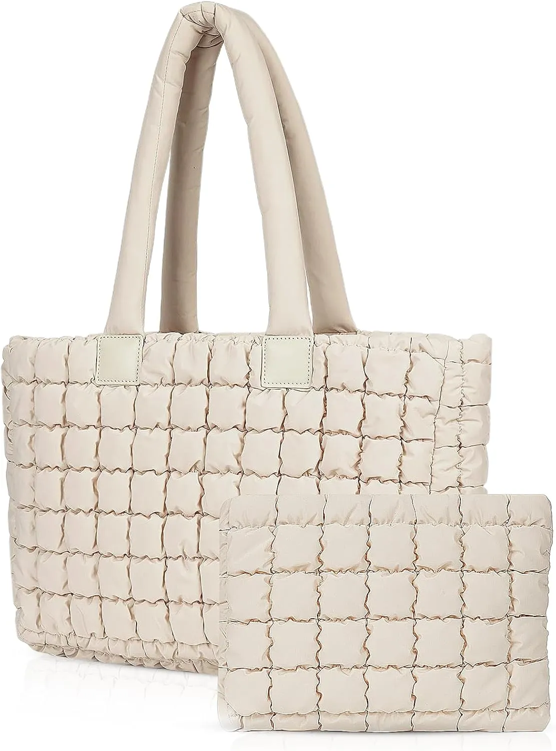 Juoxeepy Laptop Tote Bag Puffy Bag for Women Work Bag Quilted Puffer Tote Bag with Compartments