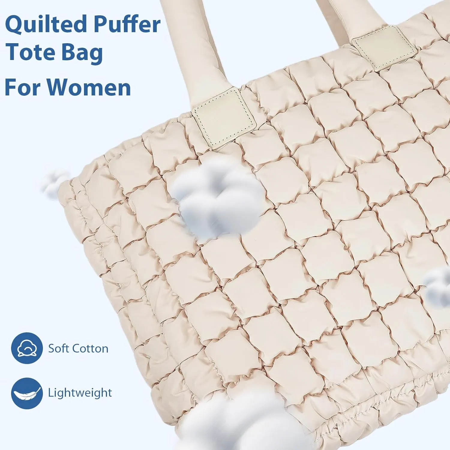 Juoxeepy Laptop Tote Bag Puffy Bag for Women Work Bag Quilted Puffer Tote Bag with Compartments