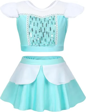 Jurebecia Girls Two Piece Swimsuit Princess Bikini Set Toddle Kids Ruffles Bathing Suit Role Play Swimwear