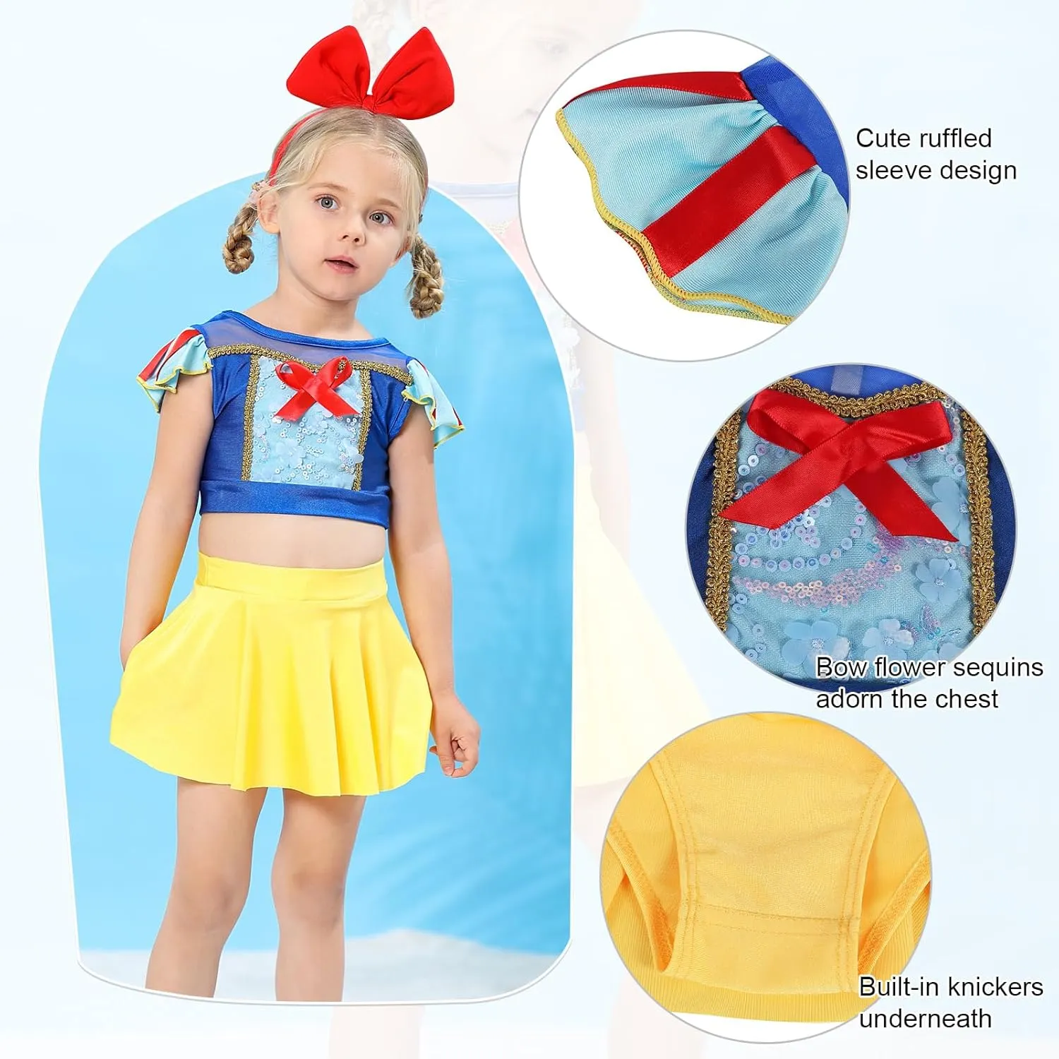 Jurebecia Girls Two Piece Swimsuit Princess Bikini Set Toddle Kids Ruffles Bathing Suit Role Play Swimwear