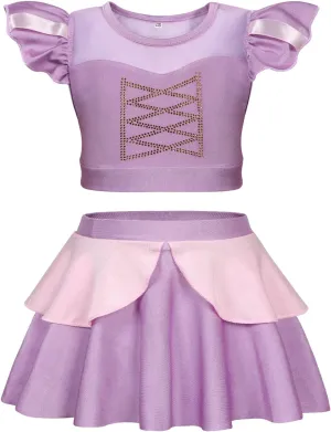 Jurebecia Girls Two Piece Swimsuit Princess Bikini Set Toddle Kids Ruffles Bathing Suit Role Play Swimwear