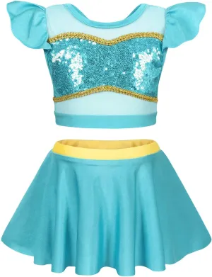 Jurebecia Girls Two Piece Swimsuit Princess Bikini Set Toddle Kids Ruffles Bathing Suit Role Play Swimwear