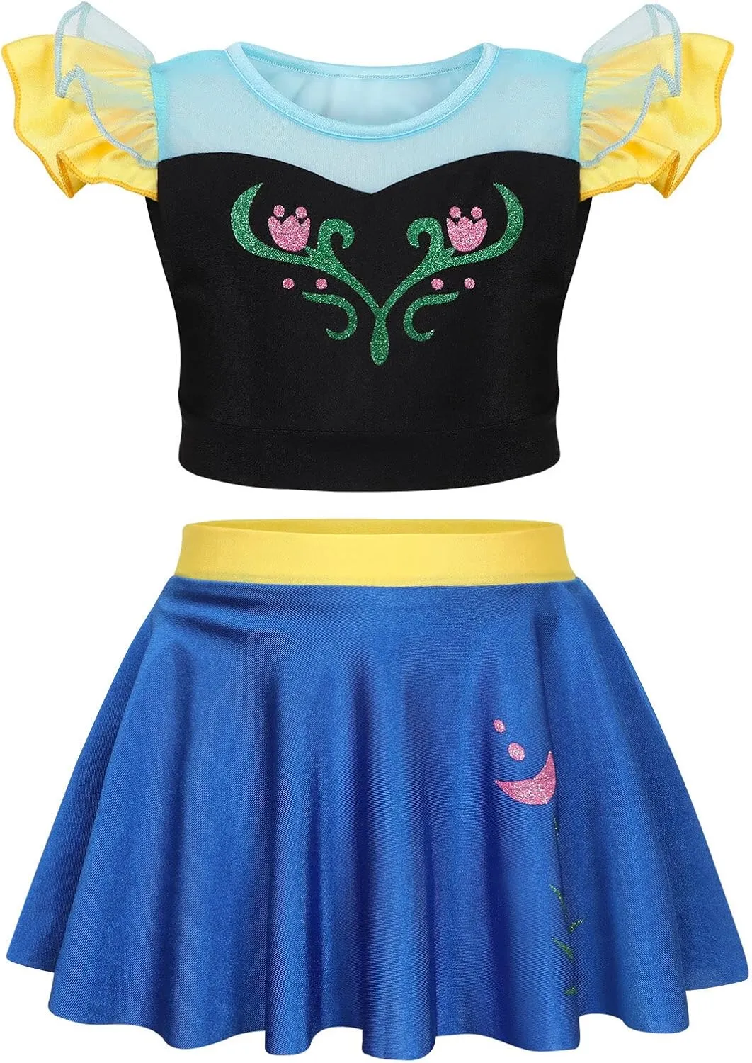 Jurebecia Girls Two Piece Swimsuit Princess Bikini Set Toddle Kids Ruffles Bathing Suit Role Play Swimwear