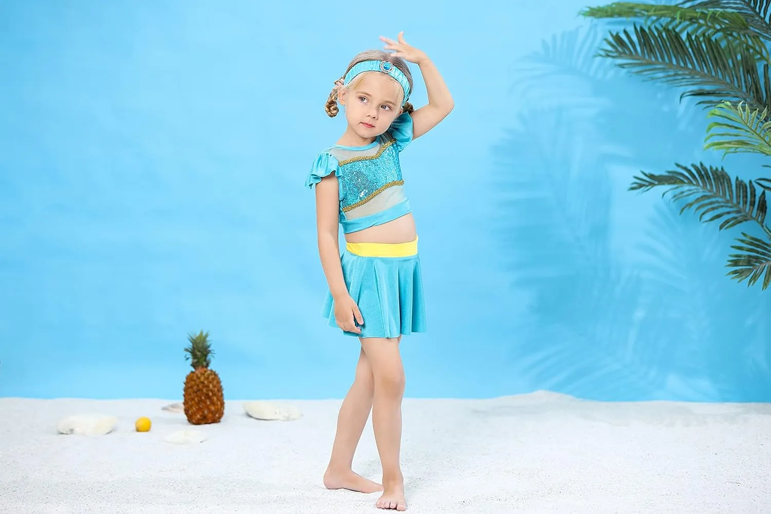 Jurebecia Girls Two Piece Swimsuit Princess Bikini Set Toddle Kids Ruffles Bathing Suit Role Play Swimwear