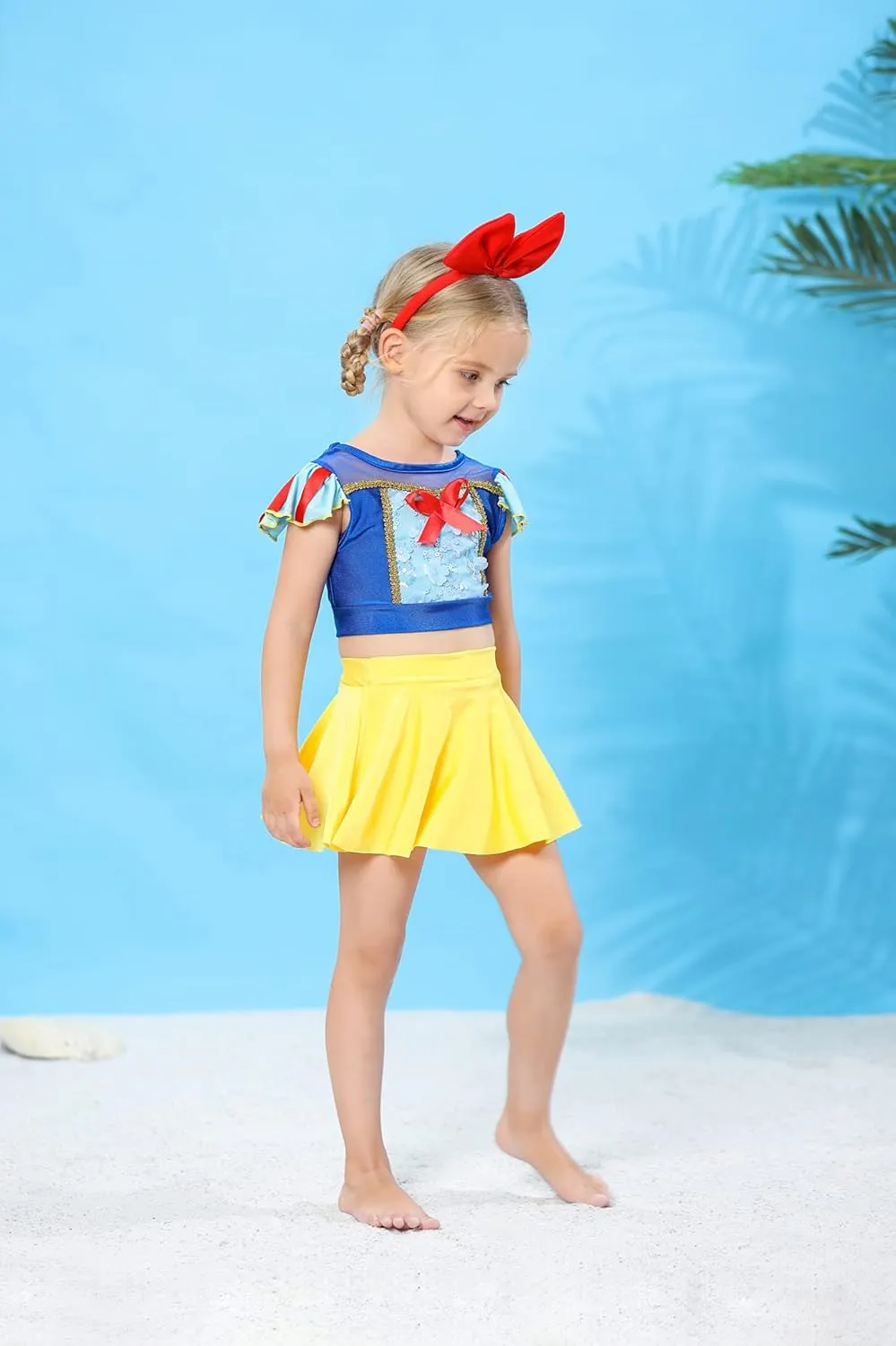 Jurebecia Girls Two Piece Swimsuit Princess Bikini Set Toddle Kids Ruffles Bathing Suit Role Play Swimwear
