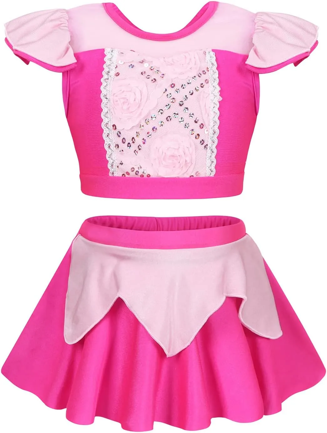 Jurebecia Girls Two Piece Swimsuit Princess Bikini Set Toddle Kids Ruffles Bathing Suit Role Play Swimwear