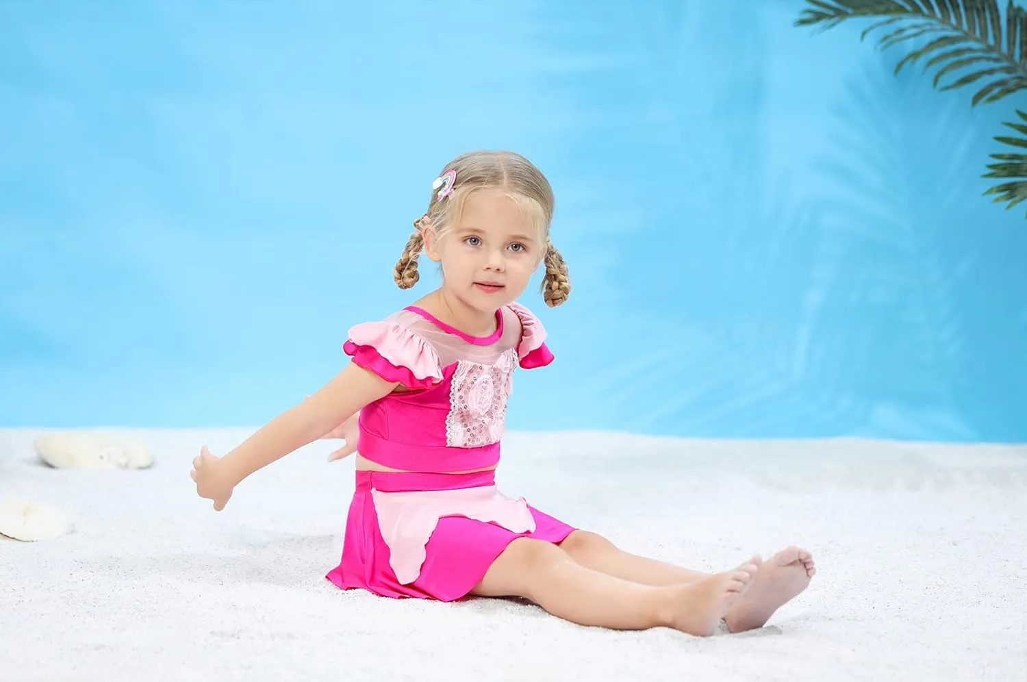 Jurebecia Girls Two Piece Swimsuit Princess Bikini Set Toddle Kids Ruffles Bathing Suit Role Play Swimwear