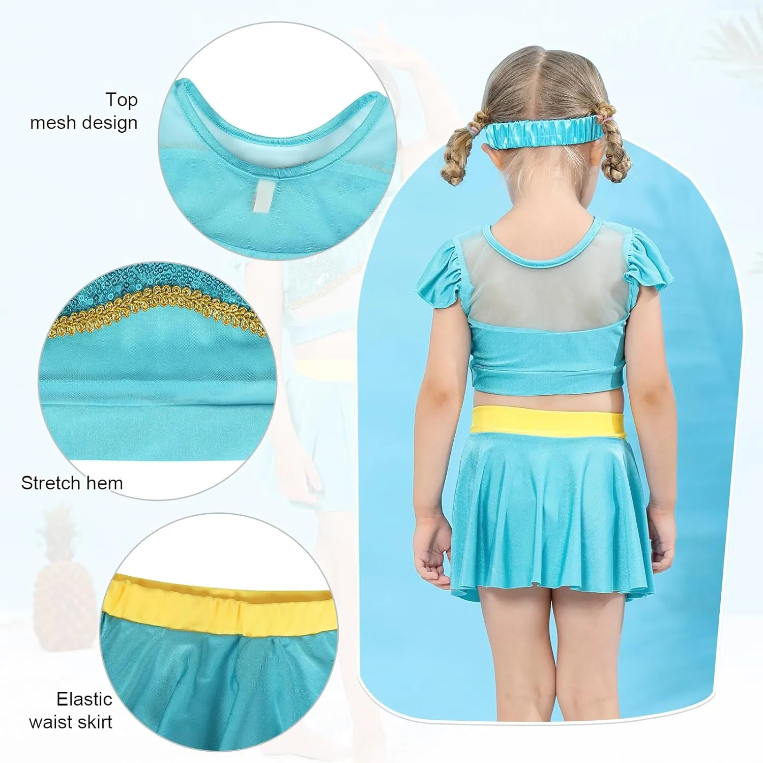 Jurebecia Girls Two Piece Swimsuit Princess Bikini Set Toddle Kids Ruffles Bathing Suit Role Play Swimwear