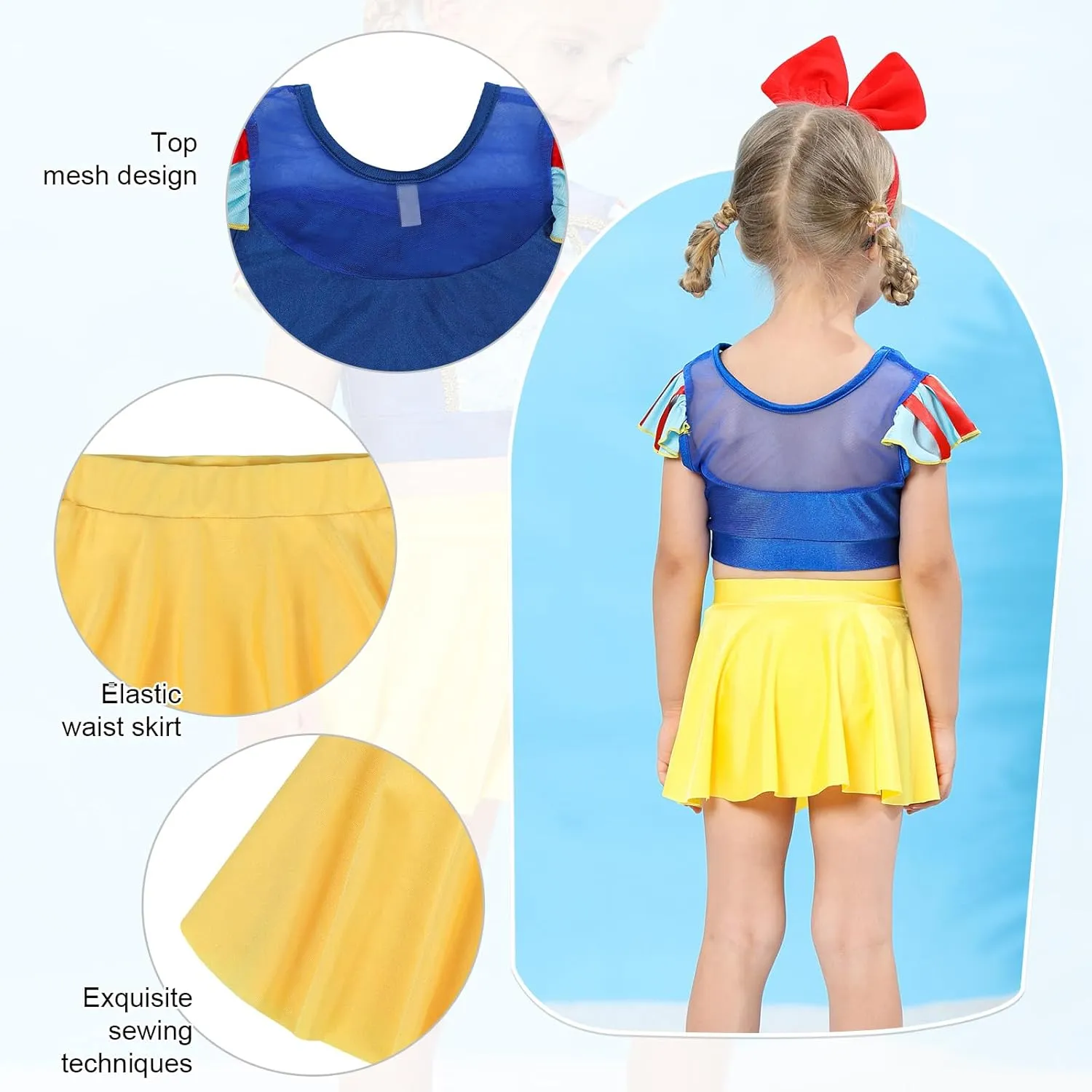 Jurebecia Girls Two Piece Swimsuit Princess Bikini Set Toddle Kids Ruffles Bathing Suit Role Play Swimwear