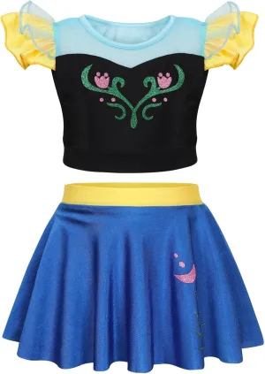 Jurebecia Girls Two Piece Swimsuit Princess Bikini Set Toddle Kids Ruffles Bathing Suit Role Play Swimwear