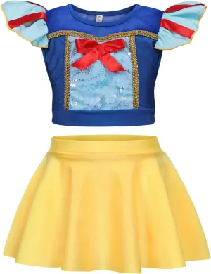 Jurebecia Girls Two Piece Swimsuit Princess Bikini Set Toddle Kids Ruffles Bathing Suit Role Play Swimwear