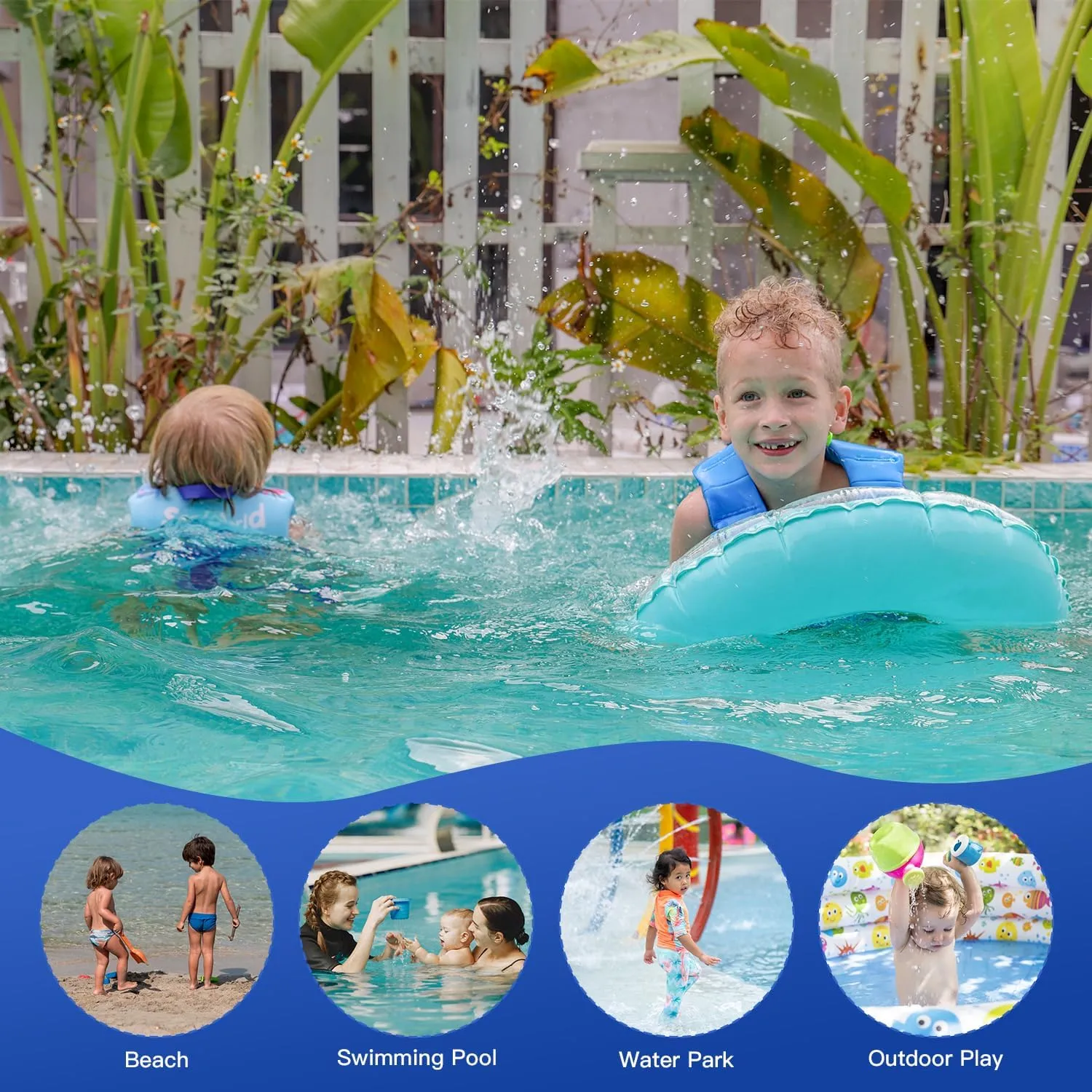 Kids Swim Vest, Toddler Floaties with Adjustable Safety Strap Swimming Aids Child Float Swimsuit for Boys and Girls Age 2-10 Years Old/22-88lbs