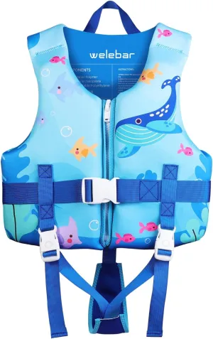 Kids Swim Vest, Toddler Floaties with Adjustable Safety Strap Swimming Aids Child Float Swimsuit for Boys and Girls Age 2-10 Years Old/22-88lbs