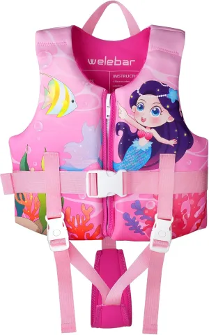 Kids Swim Vest, Toddler Floaties with Adjustable Safety Strap Swimming Aids Child Float Swimsuit for Boys and Girls Age 2-10 Years Old/22-88lbs