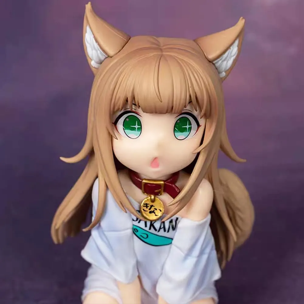 Kinako Anime Figure 11cm Cartoon Girl Kinako Kneeling PVC Action Figure Statue Collectible Model Desktop Ornaments