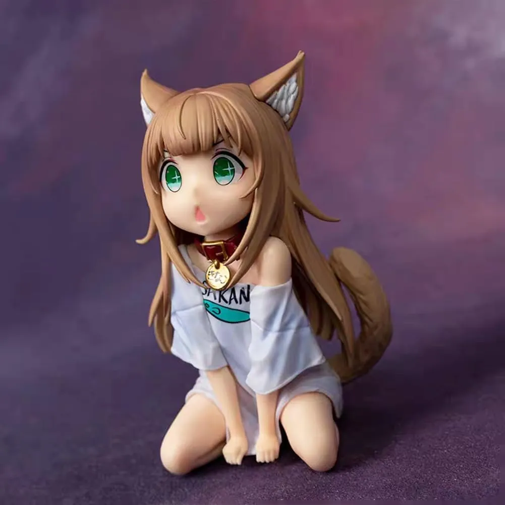 Kinako Anime Figure 11cm Cartoon Girl Kinako Kneeling PVC Action Figure Statue Collectible Model Desktop Ornaments