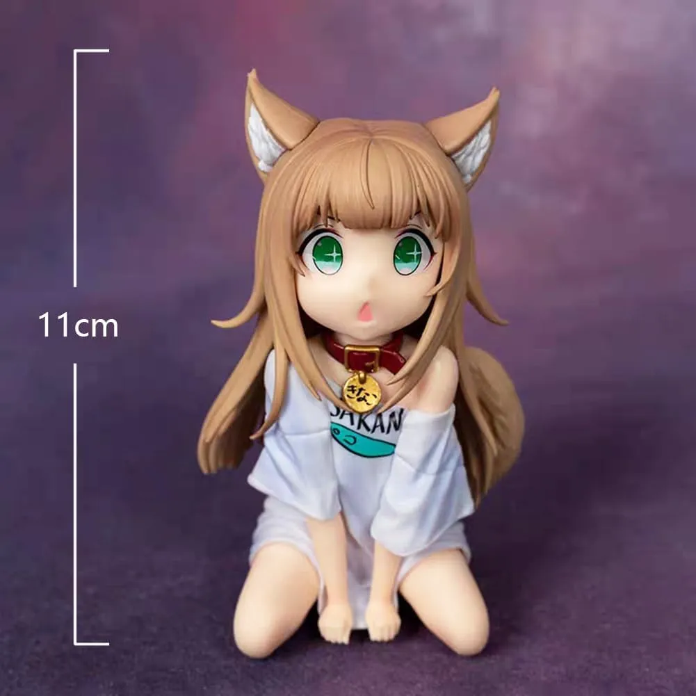 Kinako Anime Figure 11cm Cartoon Girl Kinako Kneeling PVC Action Figure Statue Collectible Model Desktop Ornaments