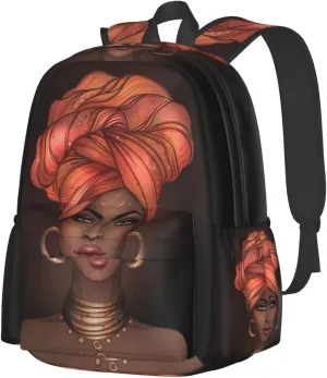 KiuLoam 17 Inch Backpack Elegant African Women Laptop Backpack Shoulder Bag School Bookbag Casual Daypack