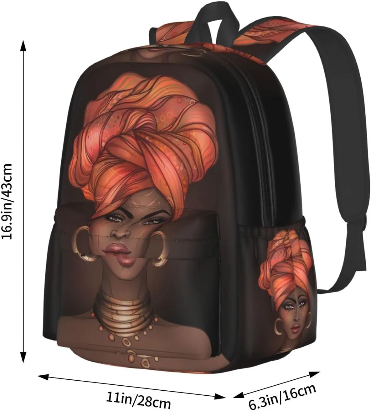 KiuLoam 17 Inch Backpack Elegant African Women Laptop Backpack Shoulder Bag School Bookbag Casual Daypack