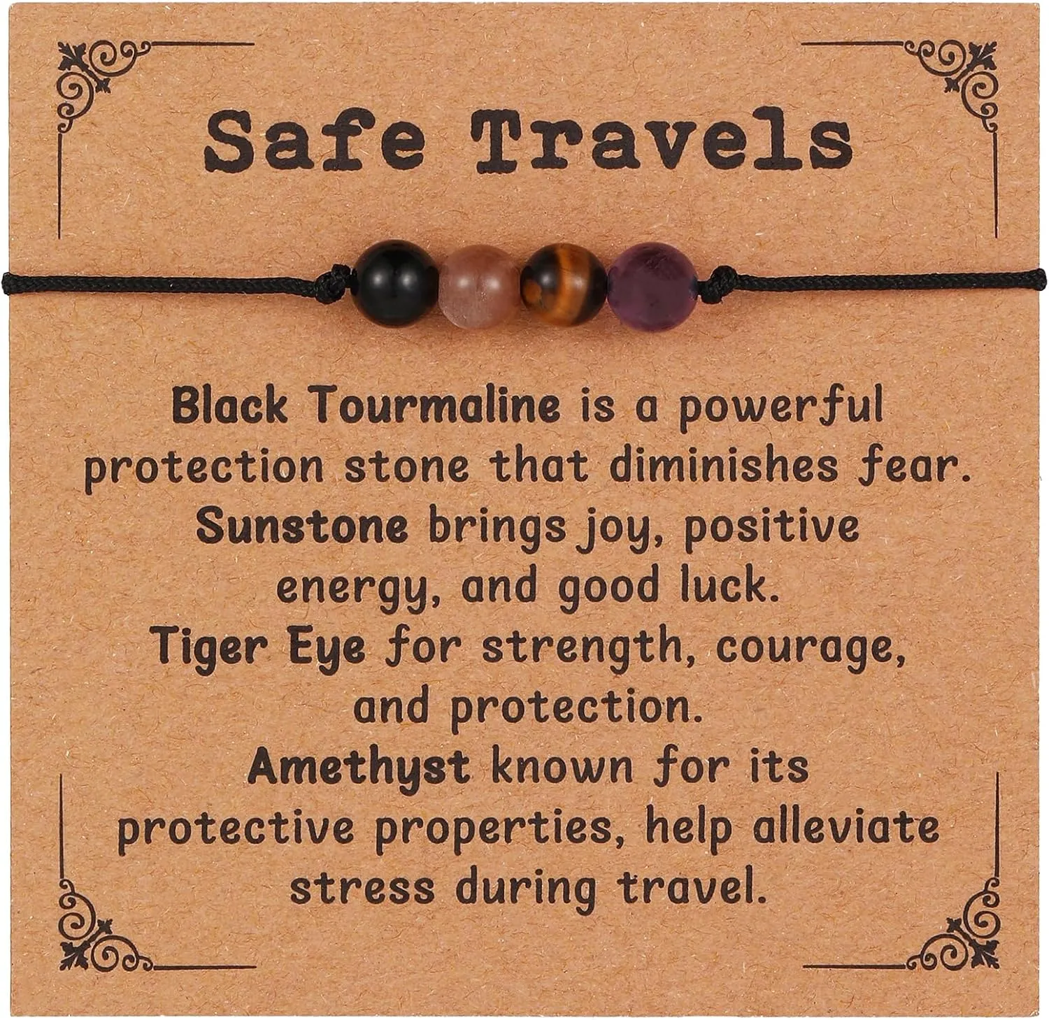 Korotho Empath Protection Bracelet Empath Bracelets Gifts for Her Natural Healing Crystal Beaded Bracelet, Tourmaline, Amethyst, Hematite, Rose Quartz, Jewelry for Best Friends Daughter Mom