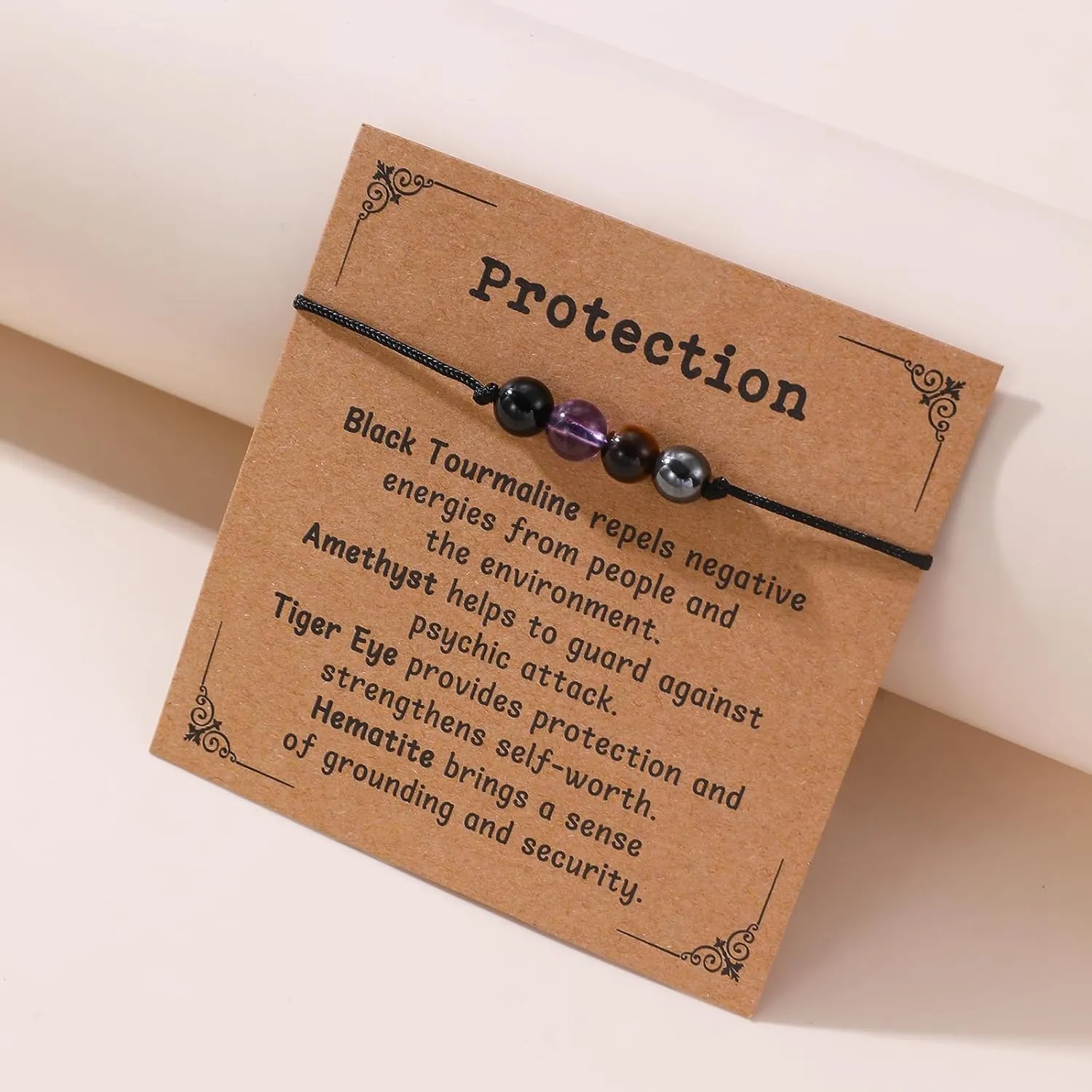 Korotho Empath Protection Bracelet Empath Bracelets Gifts for Her Natural Healing Crystal Beaded Bracelet, Tourmaline, Amethyst, Hematite, Rose Quartz, Jewelry for Best Friends Daughter Mom