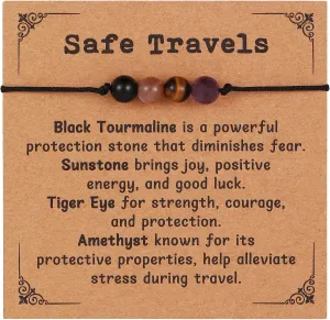 Korotho Empath Protection Bracelet Empath Bracelets Gifts for Her Natural Healing Crystal Beaded Bracelet, Tourmaline, Amethyst, Hematite, Rose Quartz, Jewelry for Best Friends Daughter Mom