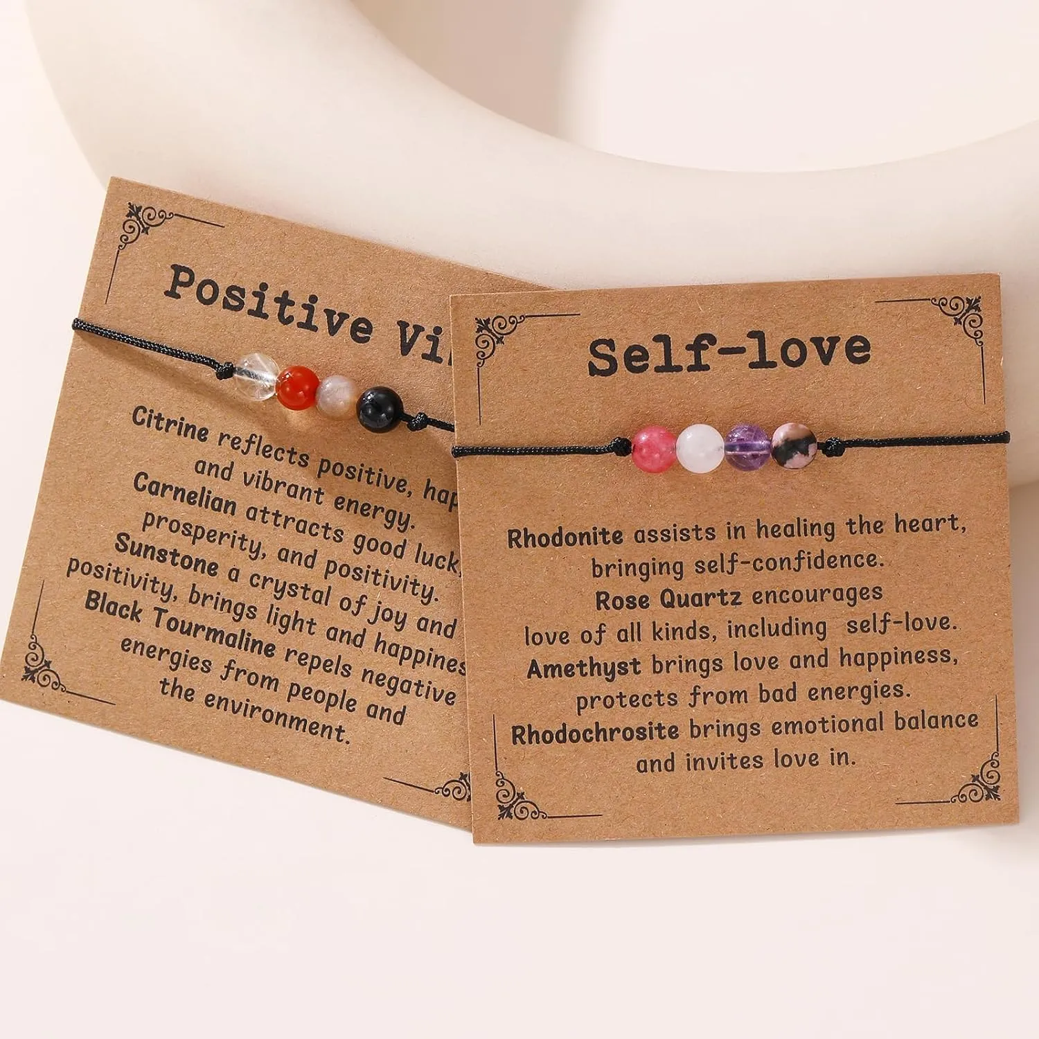 Korotho Empath Protection Bracelet Empath Bracelets Gifts for Her Natural Healing Crystal Beaded Bracelet, Tourmaline, Amethyst, Hematite, Rose Quartz, Jewelry for Best Friends Daughter Mom