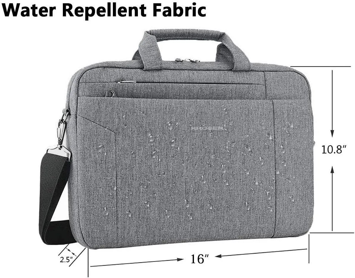 KROSER Laptop Bag 15.6 Inch Briefcase Shoulder Bag Water Repellent Laptop Bag Bussiness Carrying Handbag