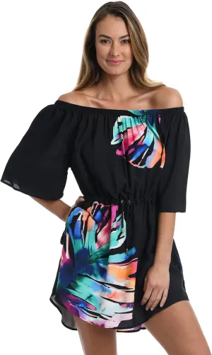 La Blanca Women's Off Shoulder Mini Dress Swimsuit Cover Up