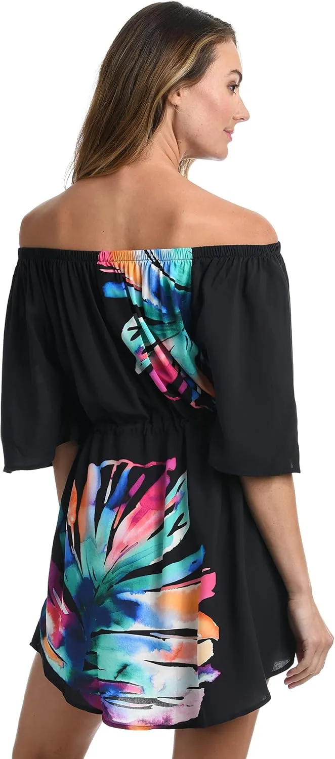 La Blanca Women's Off Shoulder Mini Dress Swimsuit Cover Up
