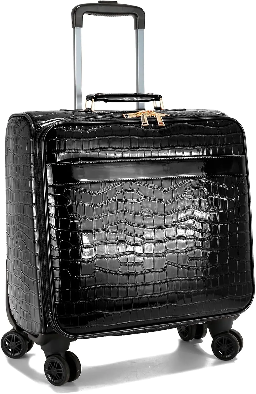 LA TERRE Hardside Expandable Luggage with Spinner Wheels, Black, 18.5" Carry-On