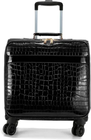 LA TERRE Hardside Expandable Luggage with Spinner Wheels, Black, 18.5" Carry-On
