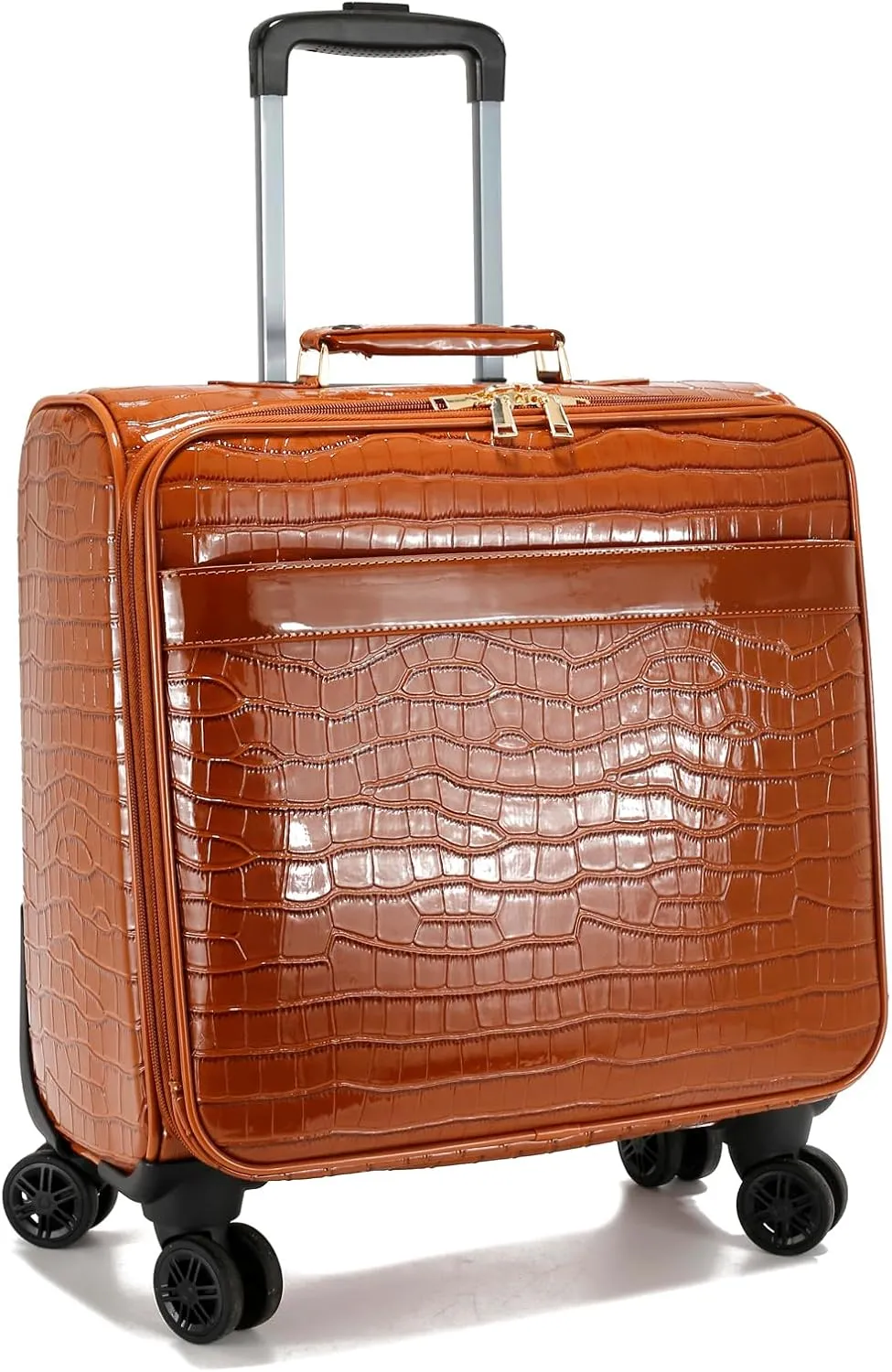 LA TERRE Hardside Expandable Luggage with Spinner Wheels, Brown, 18.5" Carry-On
