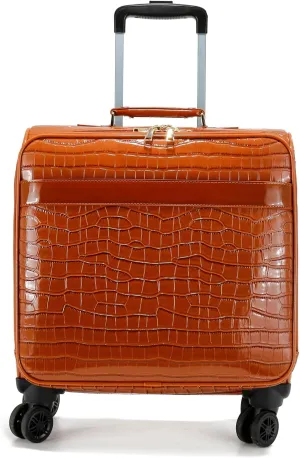 LA TERRE Hardside Expandable Luggage with Spinner Wheels, Brown, 18.5" Carry-On