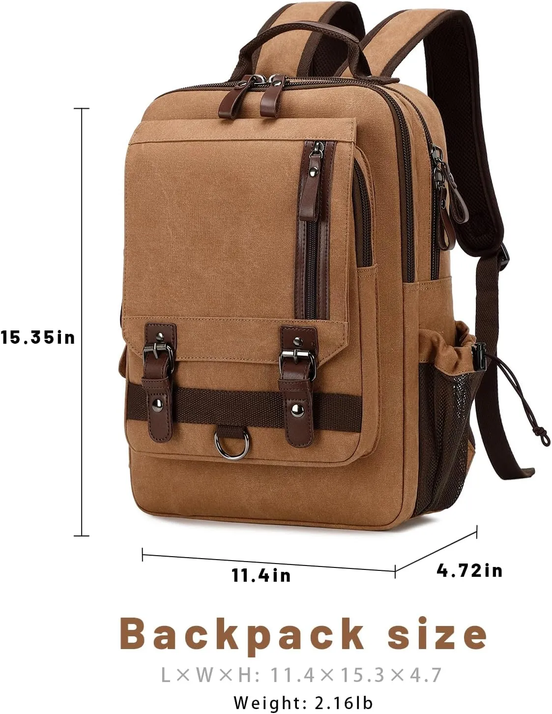 Lanola Water-resistant Canvas Backpack with Anti-Theft Pocket, Daypacks Fits 15.6 Inch Laptop for Men Perfect for Work, Travel, Daily Use (Grey)