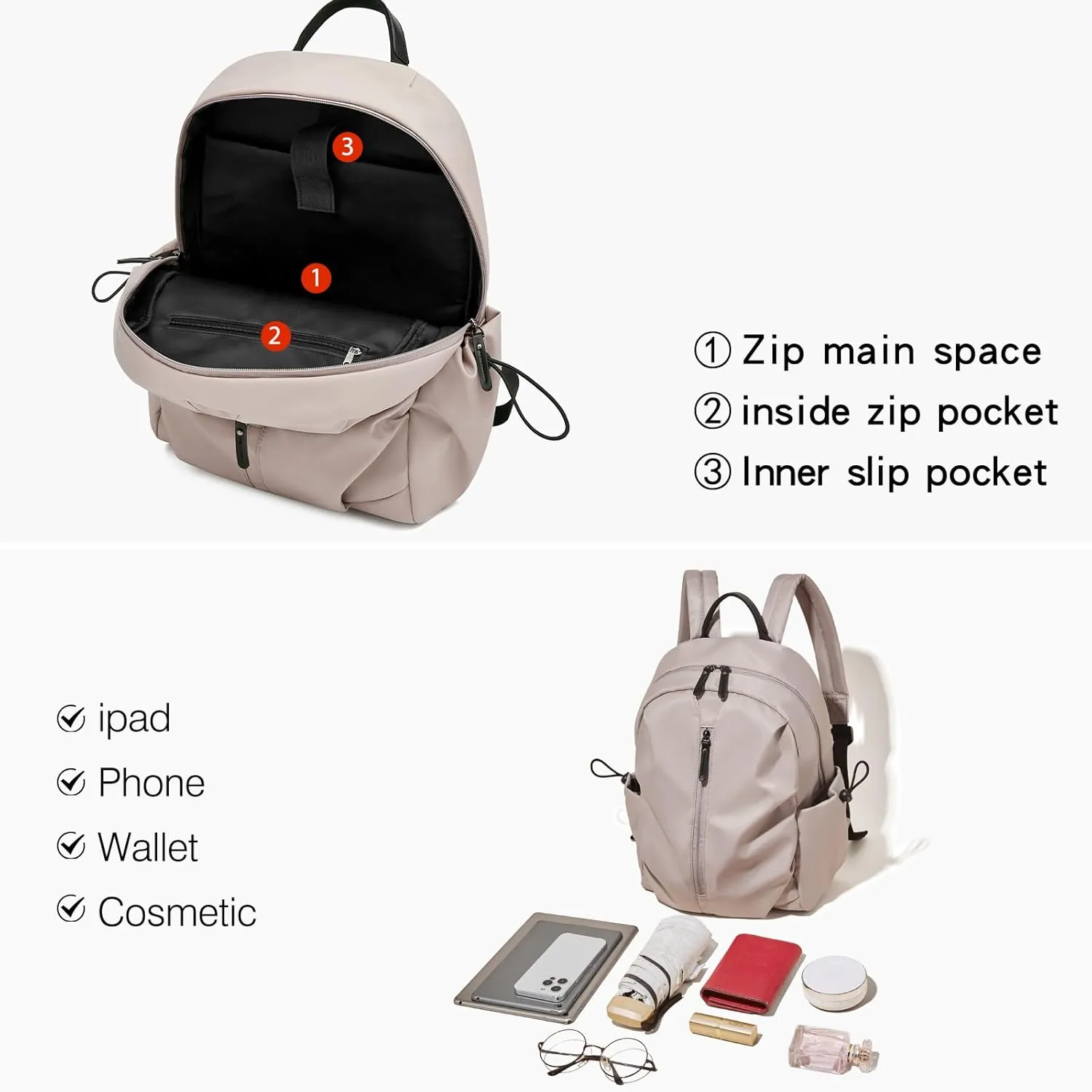 LAORENTOU Small Backpack Purse for Women Cowhide Mini Leather Backpack for Women, Ladies Small Shoulder Crossbody Handbags