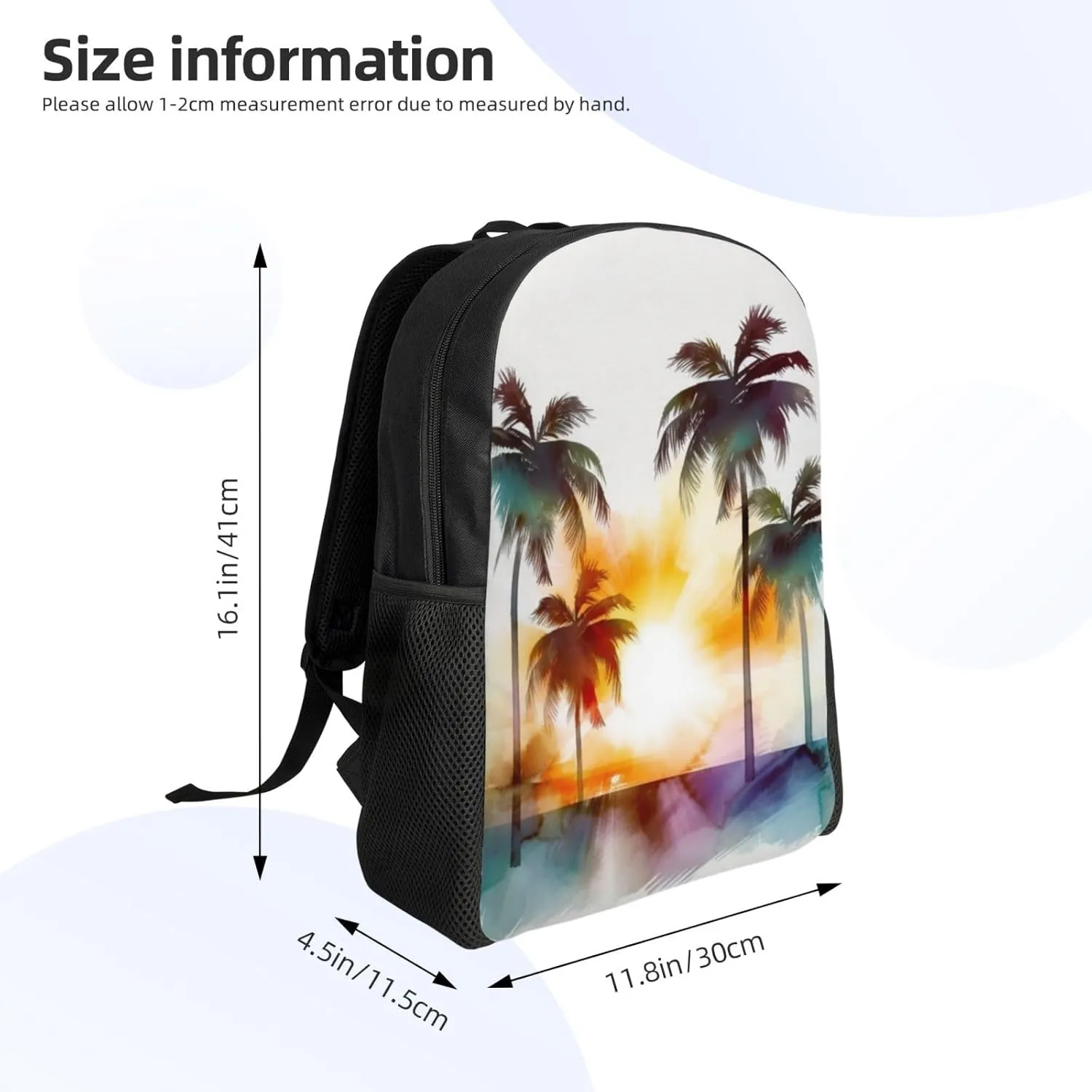 Laptop Backpack 16.1 Inch with Compartment Palm Trees Sunset Laptop Bag Lightweight Casual Daypack for Travel
