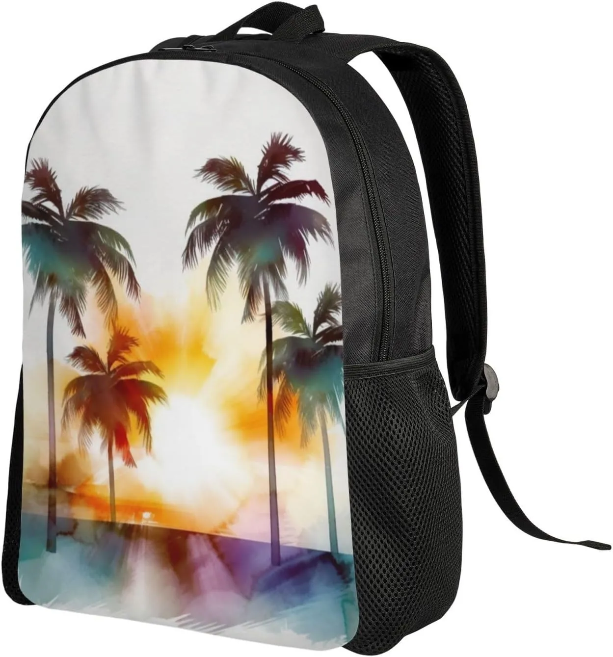 Laptop Backpack 16.1 Inch with Compartment Palm Trees Sunset Laptop Bag Lightweight Casual Daypack for Travel