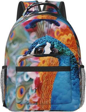 Laptop Backpack for Men Women Lightweight Travel Backpack Bird Peacock Daypack Laptop Bag for Travel