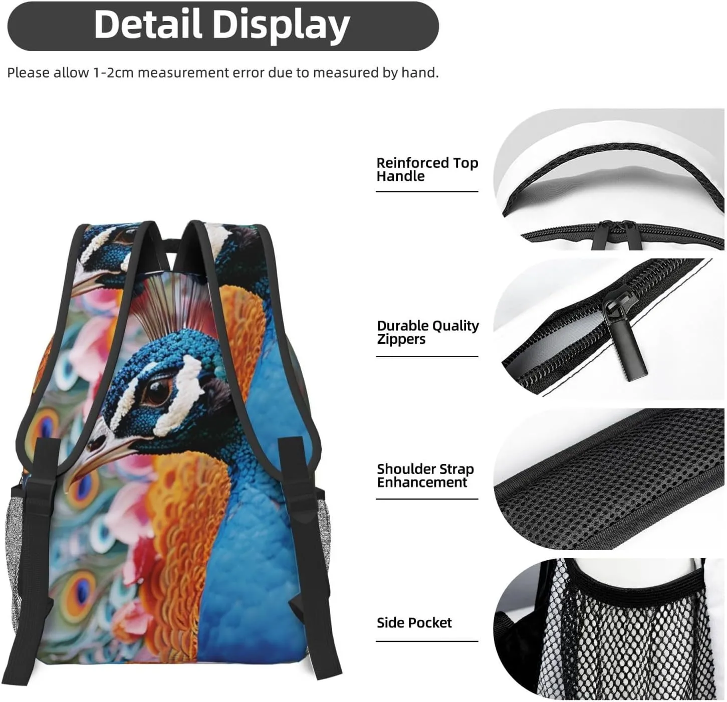 Laptop Backpack for Men Women Lightweight Travel Backpack Bird Peacock Daypack Laptop Bag for Travel
