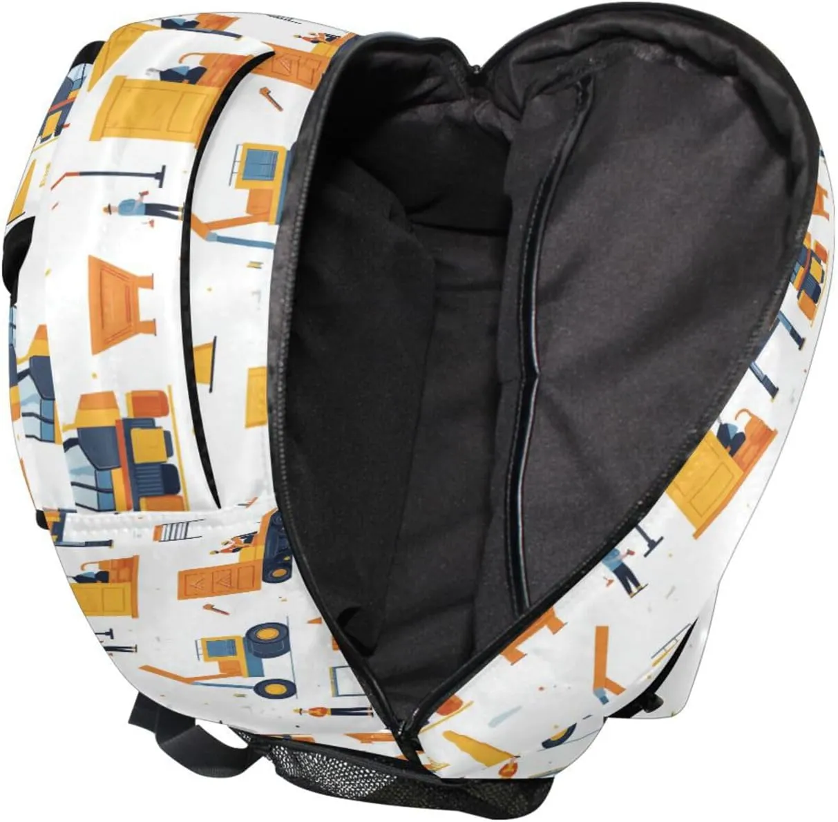 Laptop Backpack for Unisex Adult Waterproof Vintage Daypacks with Chest Strap for Travel Trip Construction Scene Concrete Mixer Truck Bulldozer