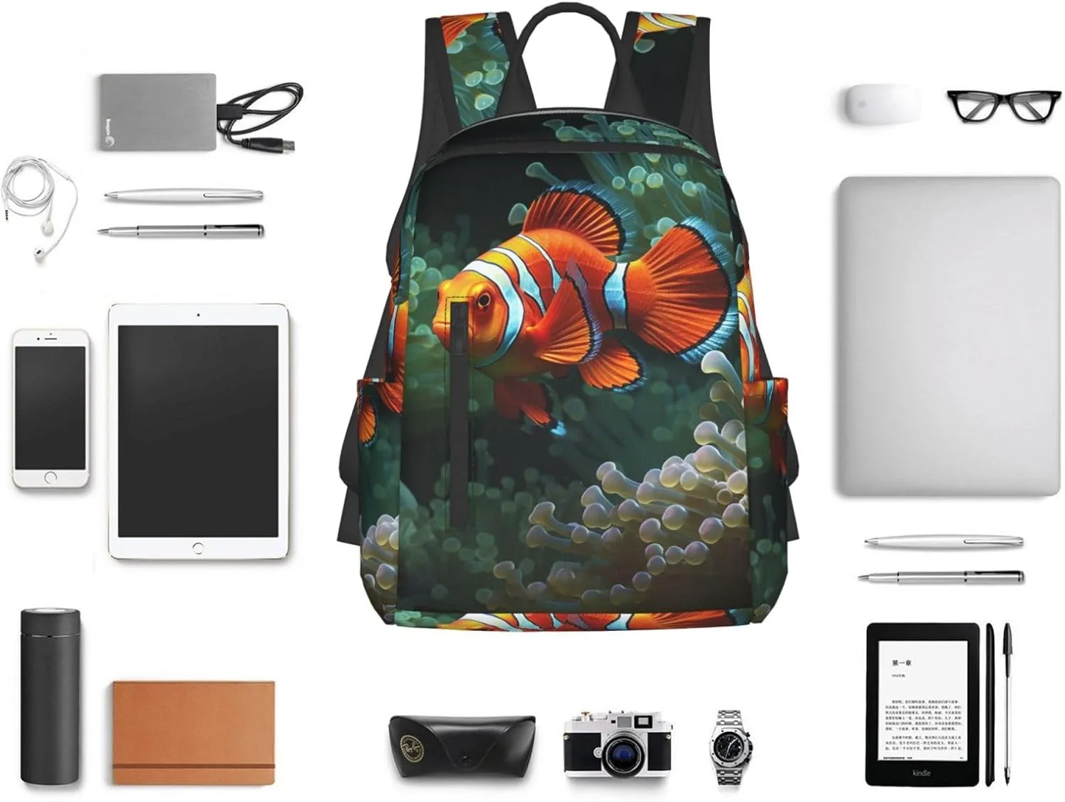 Laptop Backpack Lightweight Backpack for Men Women Daypack Fish background Laptop Bag Casual Backpack for Travel