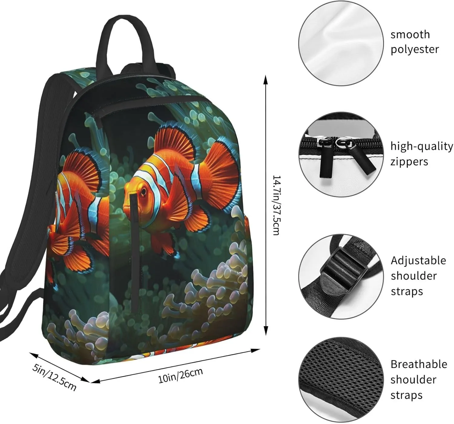 Laptop Backpack Lightweight Backpack for Men Women Daypack Fish background Laptop Bag Casual Backpack for Travel