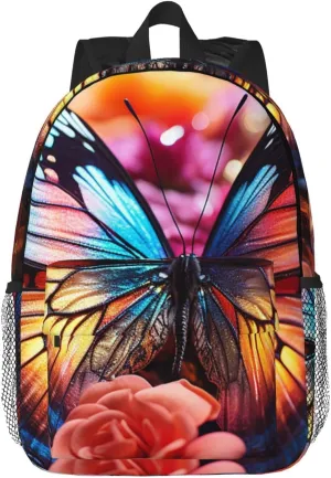 Laptop Backpack Lightweight Backpack for Men Women Daypack Roses and butterflies Laptop Bag Casual Backpack for Travel