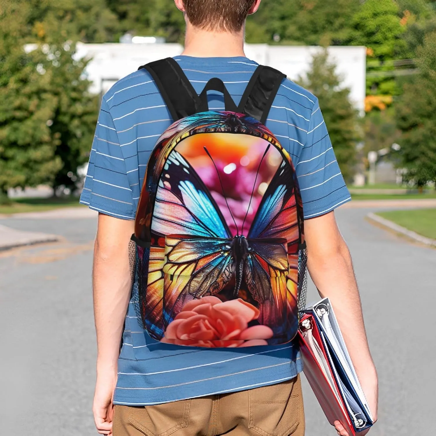 Laptop Backpack Lightweight Backpack for Men Women Daypack Roses and butterflies Laptop Bag Casual Backpack for Travel