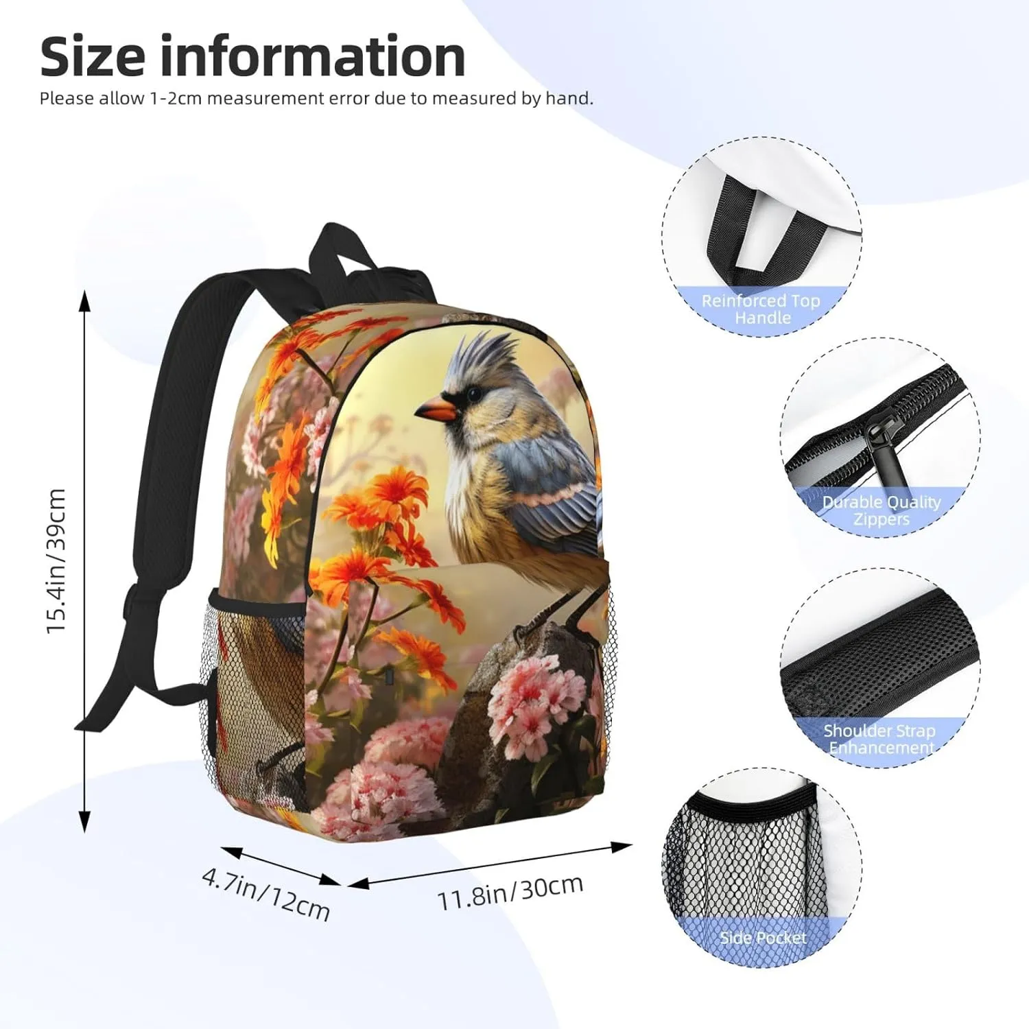 Laptop Backpack Lightweight Backpack for Men Women Daypack Sparrow Birds Sing Laptop Bag Casual Backpack for Travel