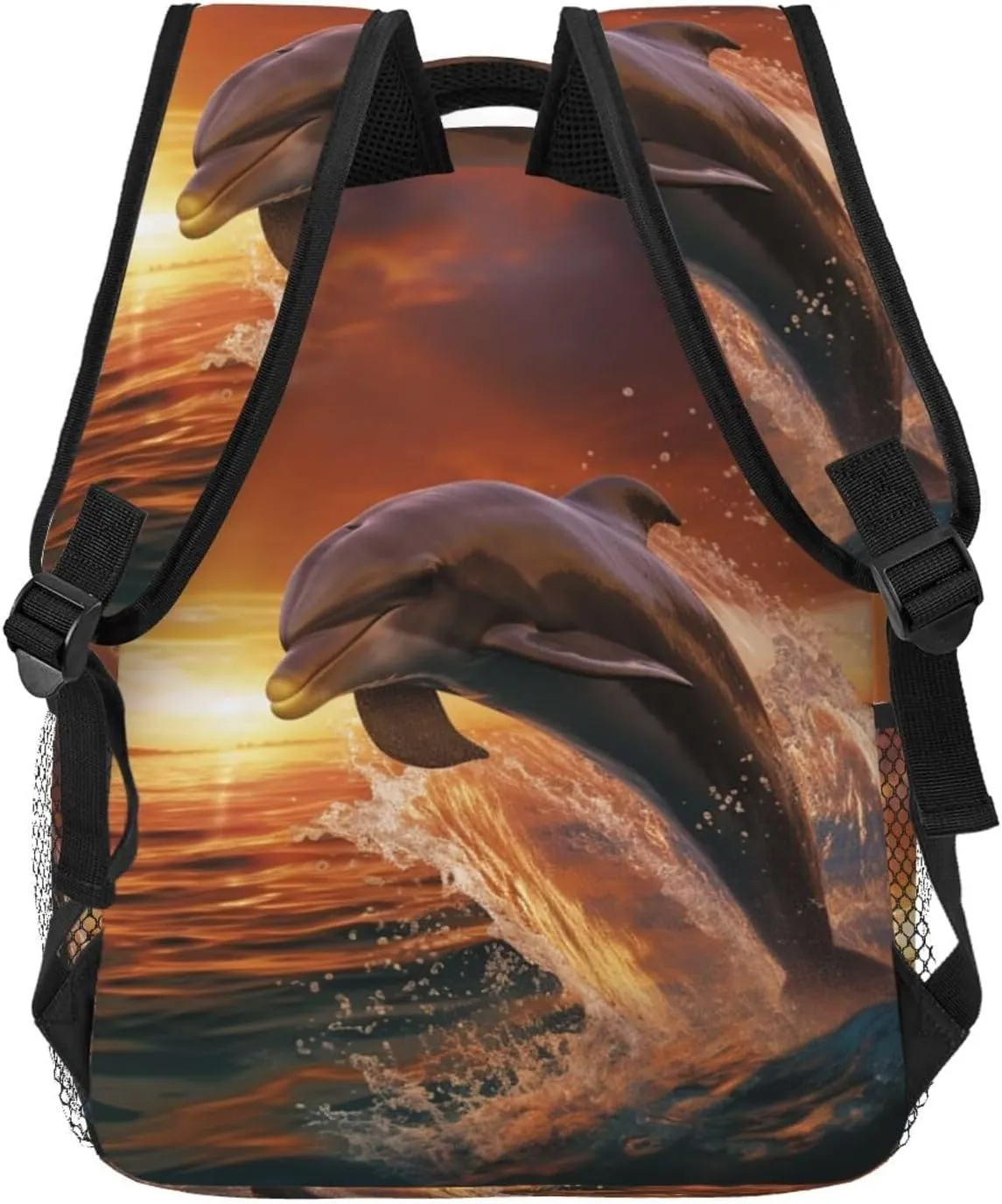Laptop Backpack Lightweight Daypack for Men Women Earth and Space Dinosaurs Backpack Laptop Bag for Travel Hiking, Dolphin Leaps Into the Sea, One Size