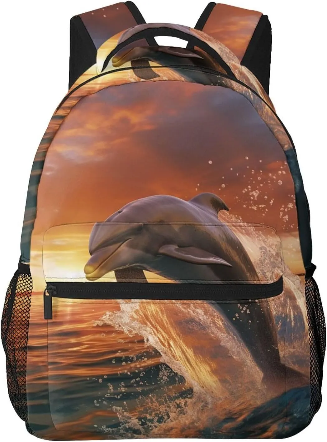 Laptop Backpack Lightweight Daypack for Men Women Earth and Space Dinosaurs Backpack Laptop Bag for Travel Hiking, Dolphin Leaps Into the Sea, One Size