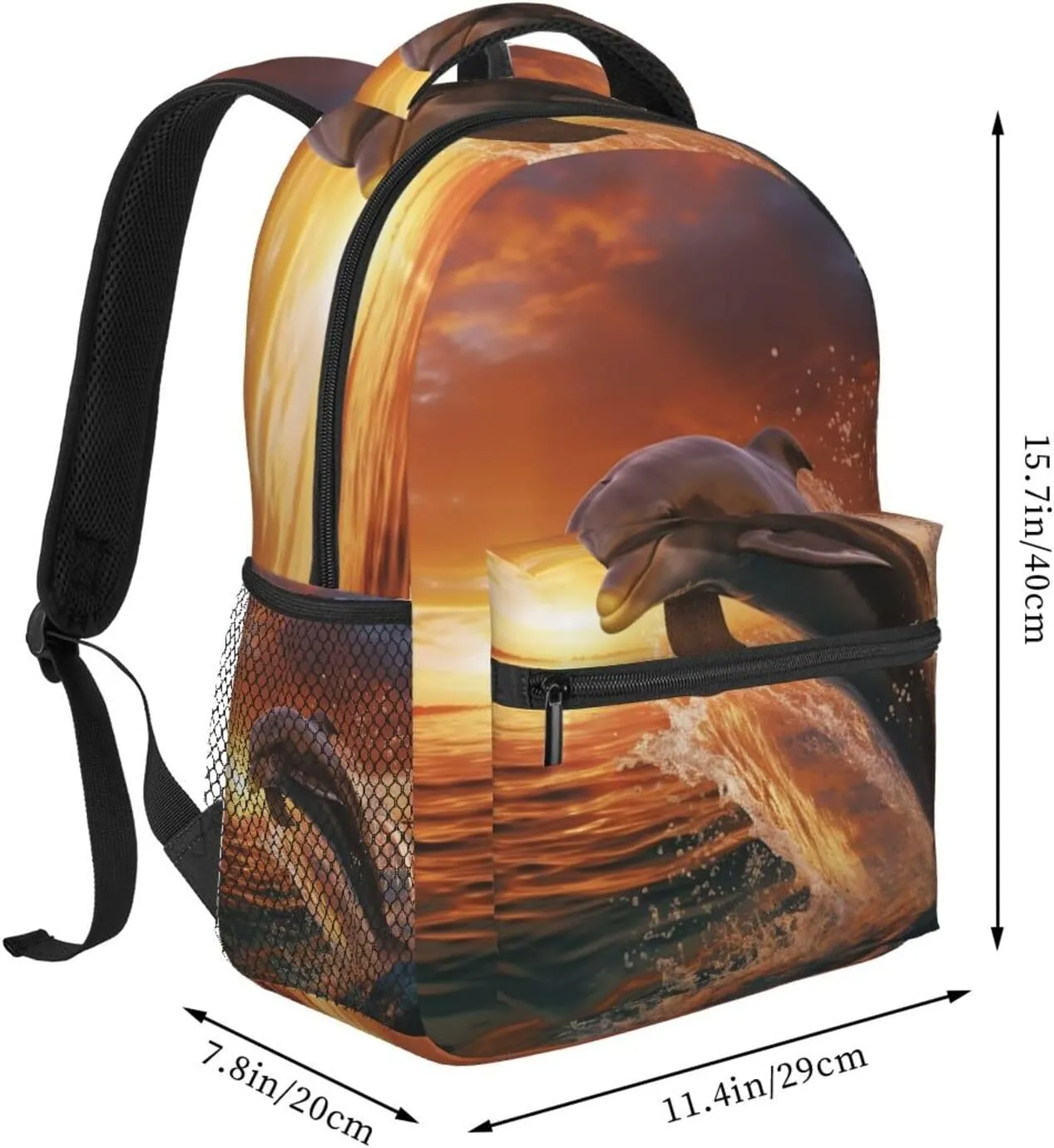 Laptop Backpack Lightweight Daypack for Men Women Earth and Space Dinosaurs Backpack Laptop Bag for Travel Hiking, Dolphin Leaps Into the Sea, One Size